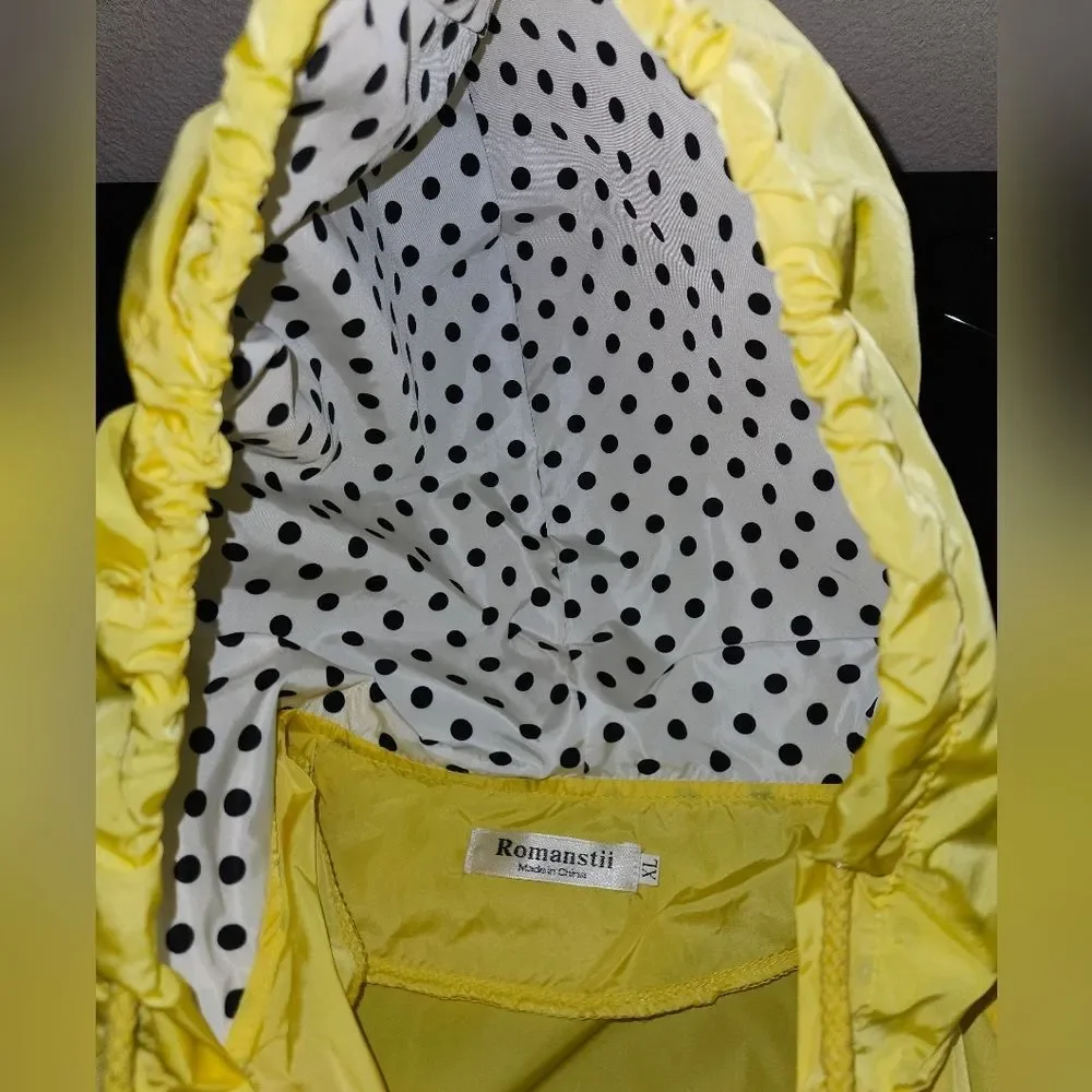 Romanstii Yellow Polka Dot Windbreaker/ Raincoat Size XL
